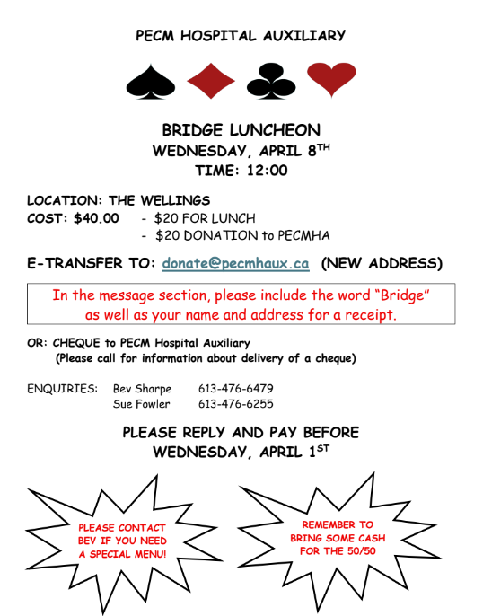 PECM Hospital Auxiliary Bridge Luncheon