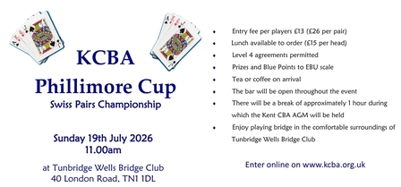 Swiss Pairs - Blue Pointed - Phillimore Cup - Sunday 19th July 2026
