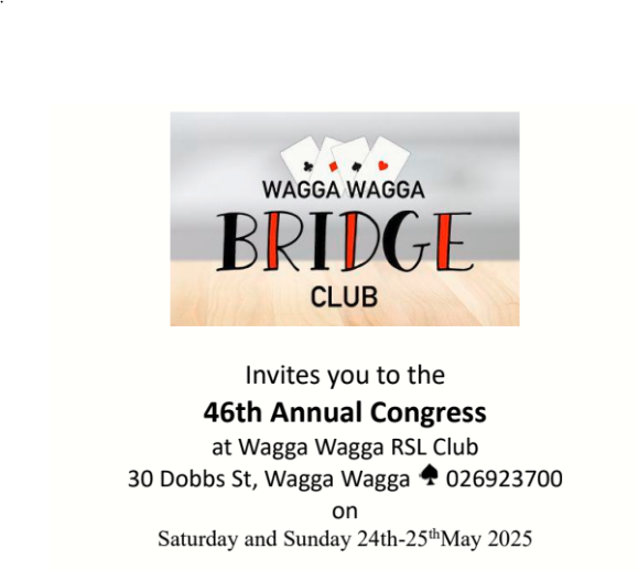 Wagga Wagga Bridge Club 46th Congress