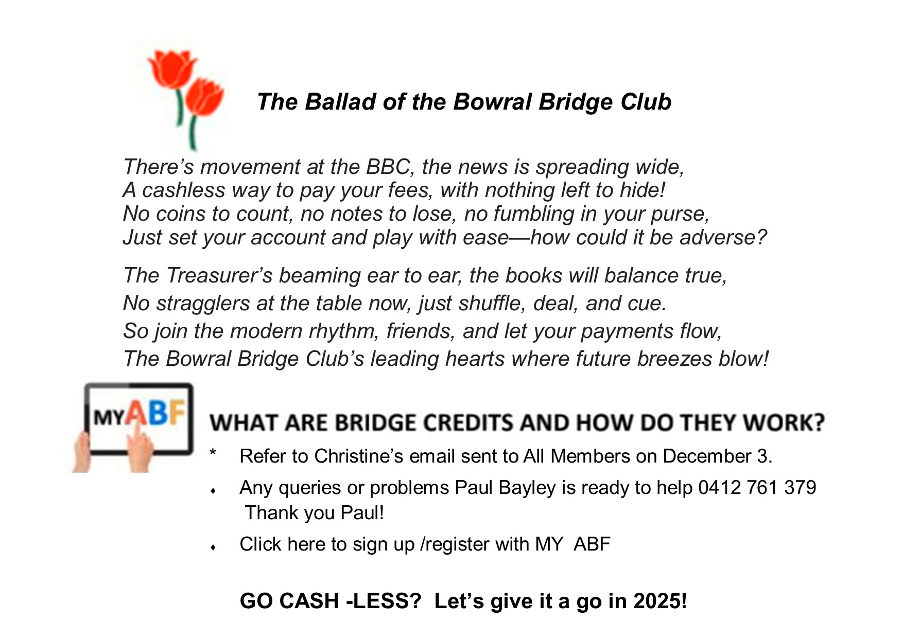 Ballad of Bowral Bridge Credits