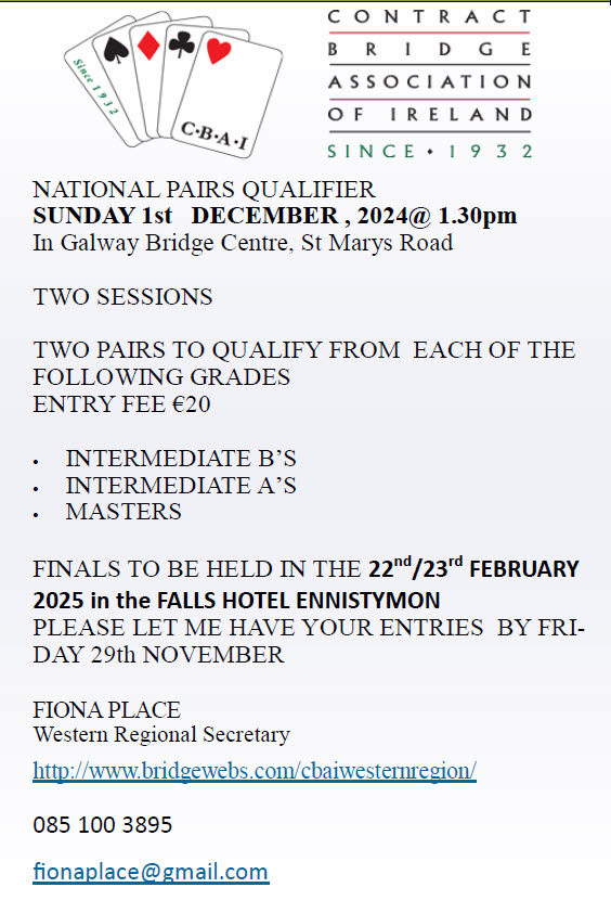 Western Region Pair Qualifiers Dec 1st 2024