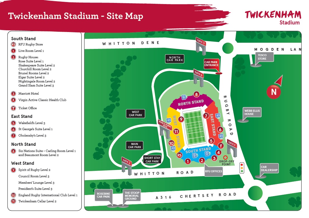 Map of Twickenham Stadium
