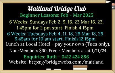 Beginner Bridge Lessons 2025