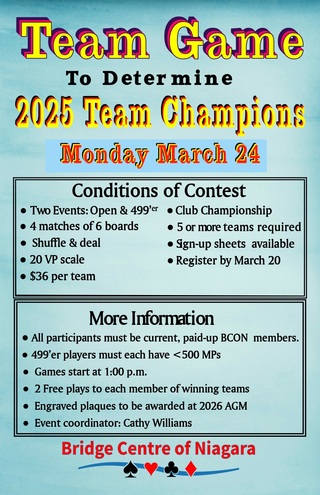 Team Championship! Monday March 24