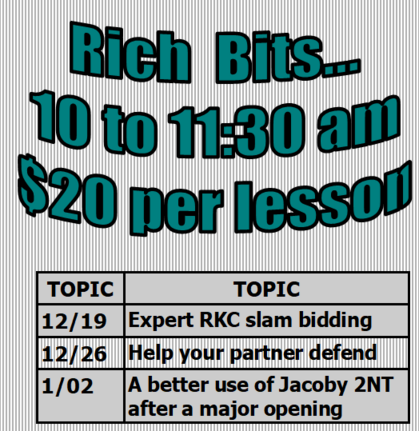 RICH BITS- THURSDAY LESSONS 10 am