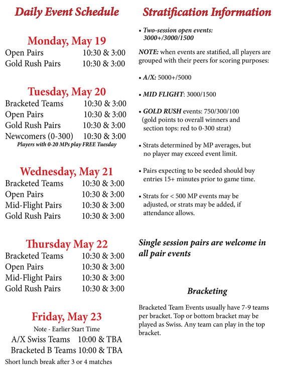 May  Regional  Daily  Schedule