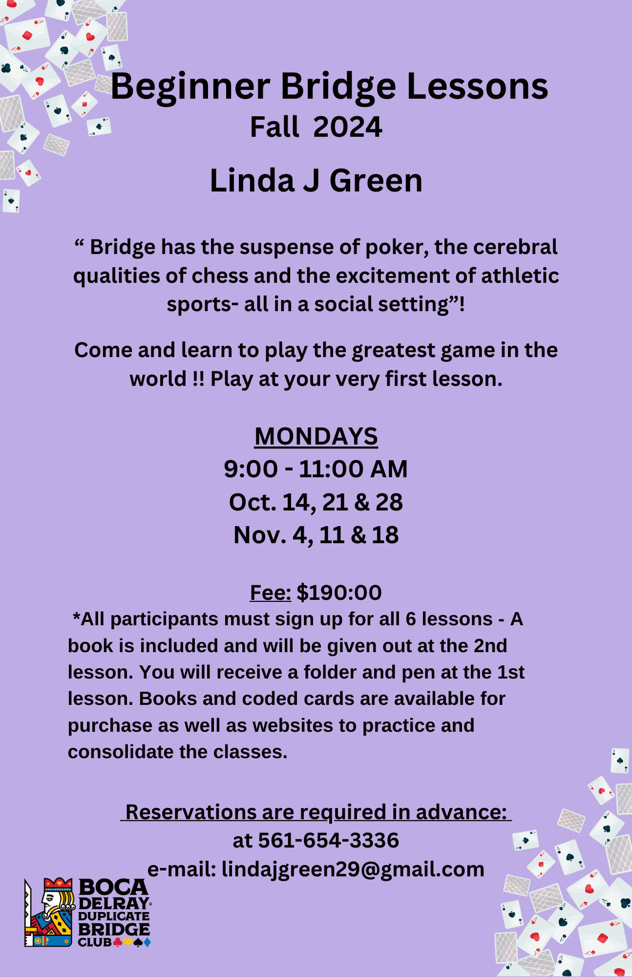 Beginner Bridge Lessons with Linda Green