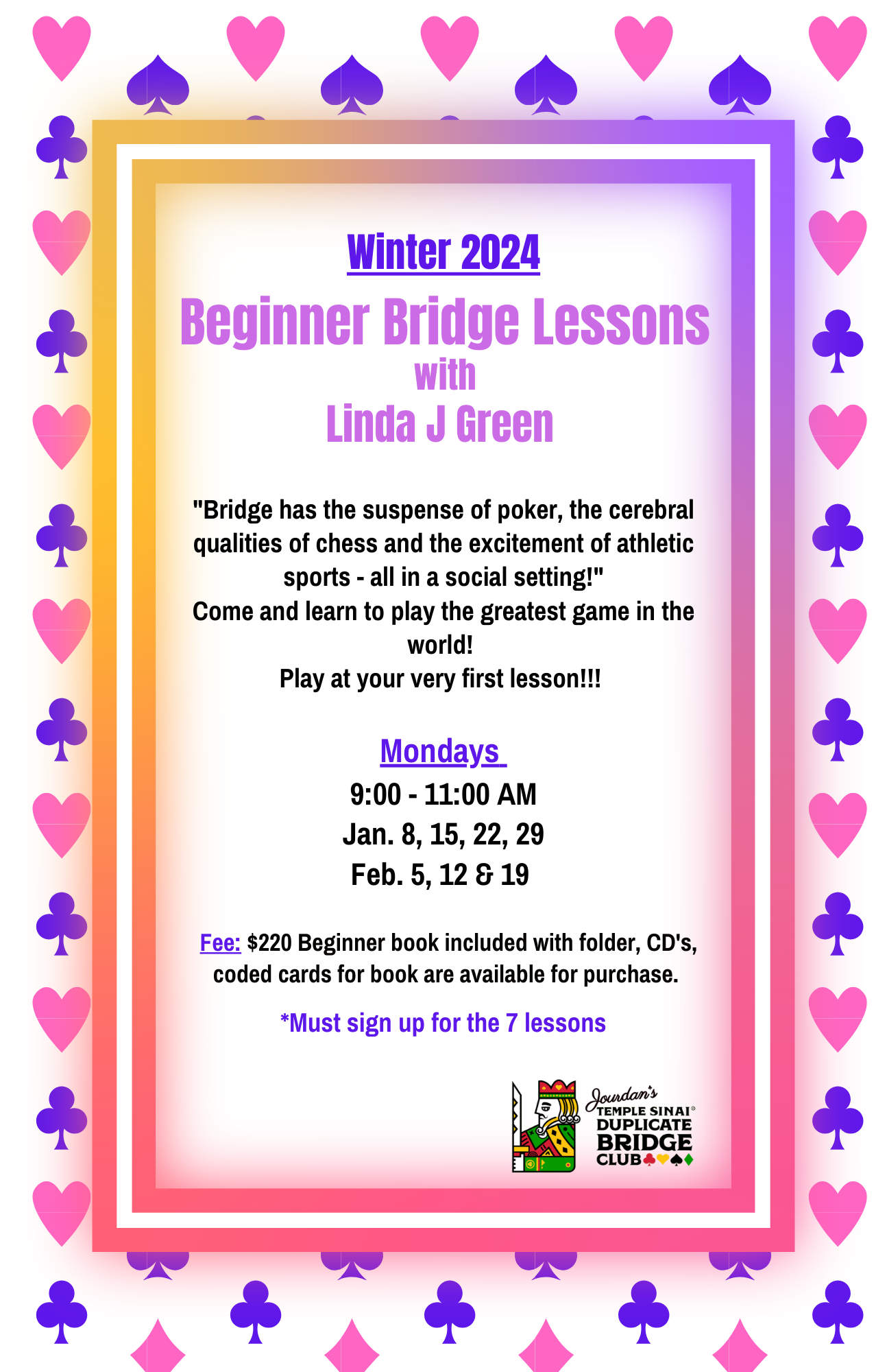 Supervise Play Class - BRIDGE WITH LINDA LESSONS NOW AVAILABLE