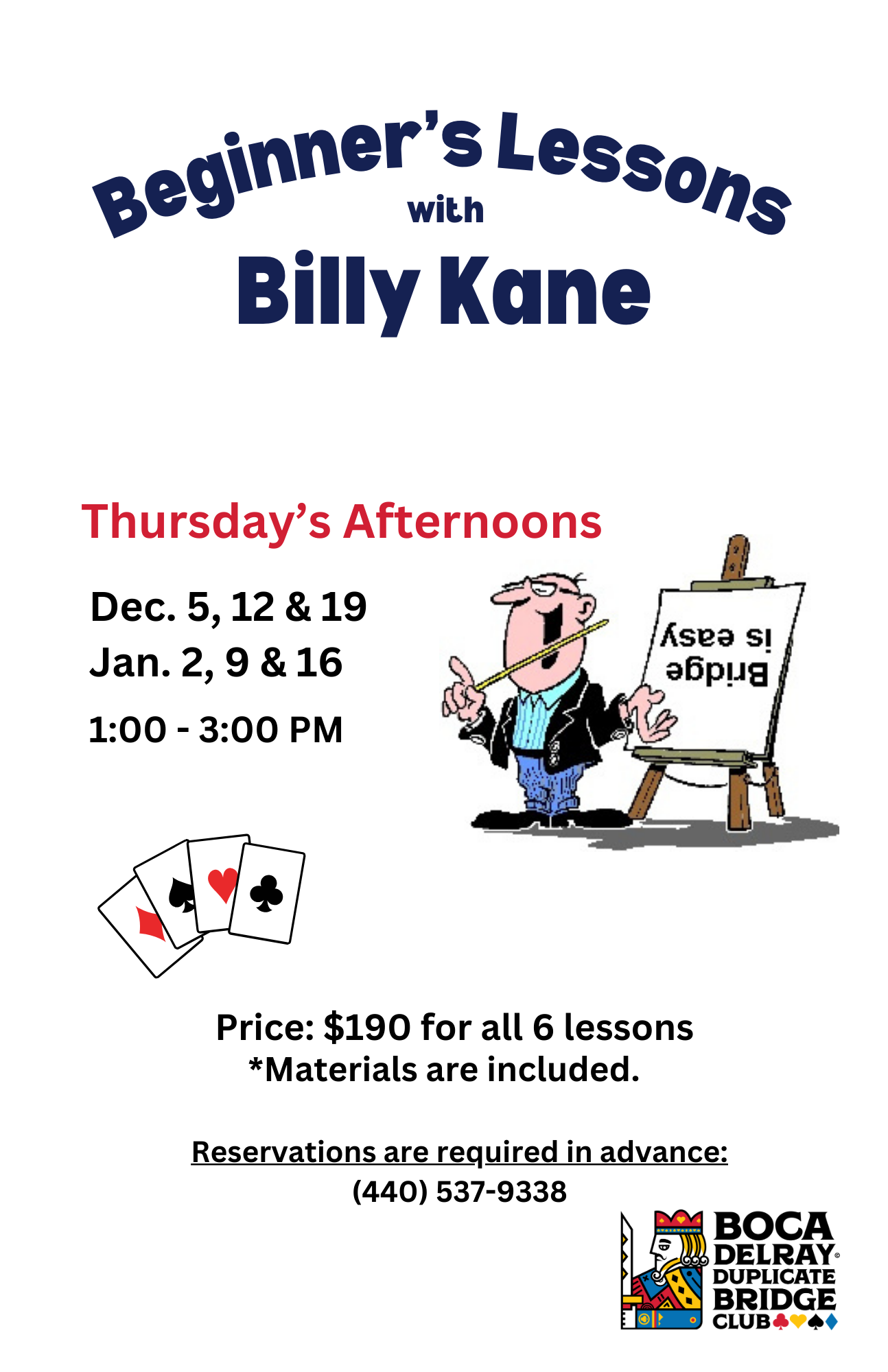 Beginners Bridge Lessons with Billy Kane