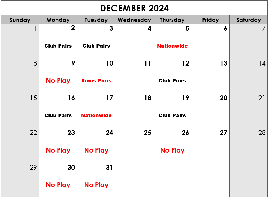 2024 December Calendar