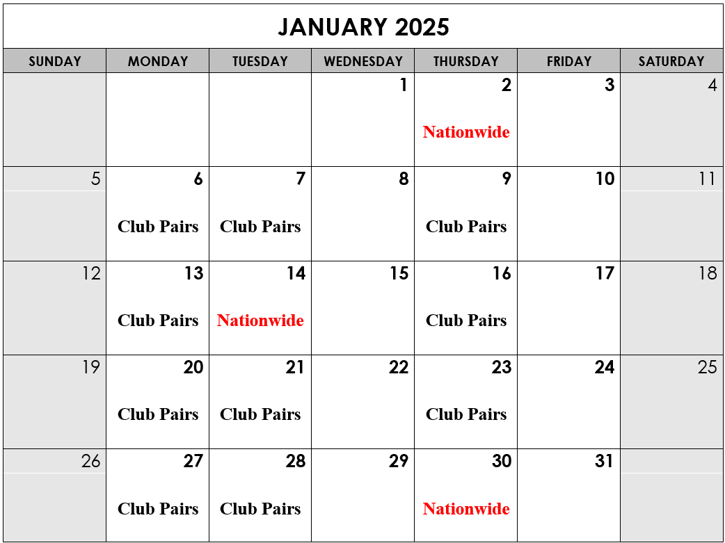 2025 January Calendar