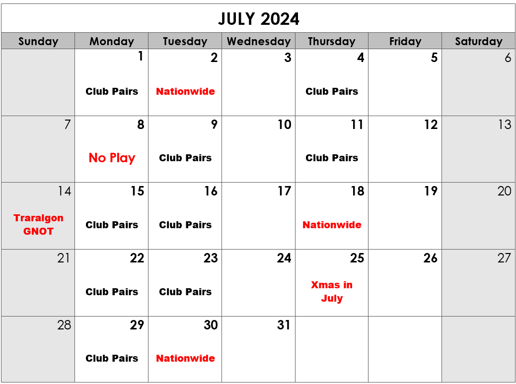 2024 July Calendar