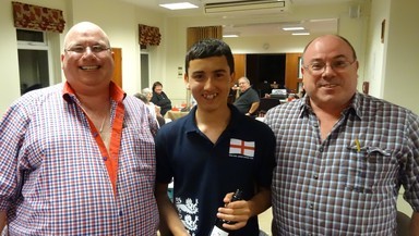 Swiss Pairs winners, pictured with Chairman, Darren Evetts, Andy & Graham Cope